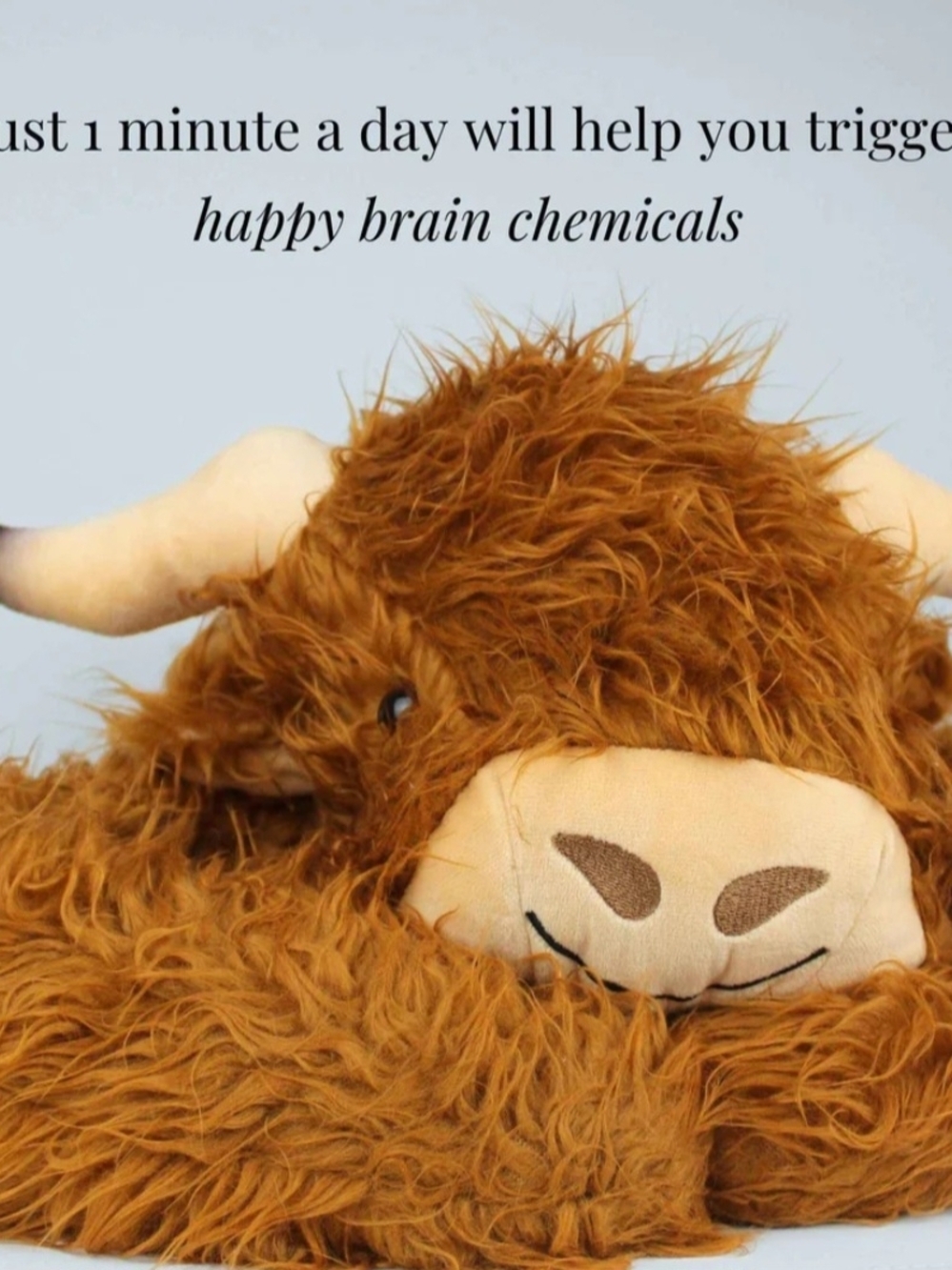 Terapeutic Fluffy Brown Highland Cow Plush Pillow